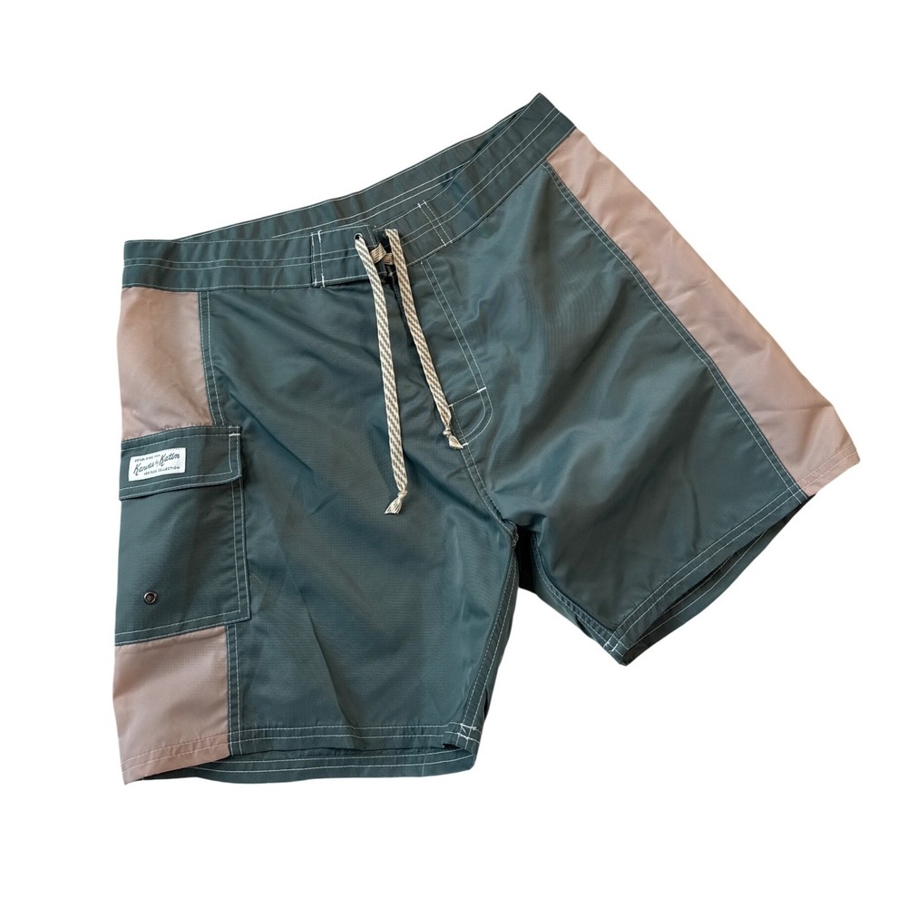Katin Heritage Collection Board Shorts Mens size 34Green Tan Nylon Swim Trunks